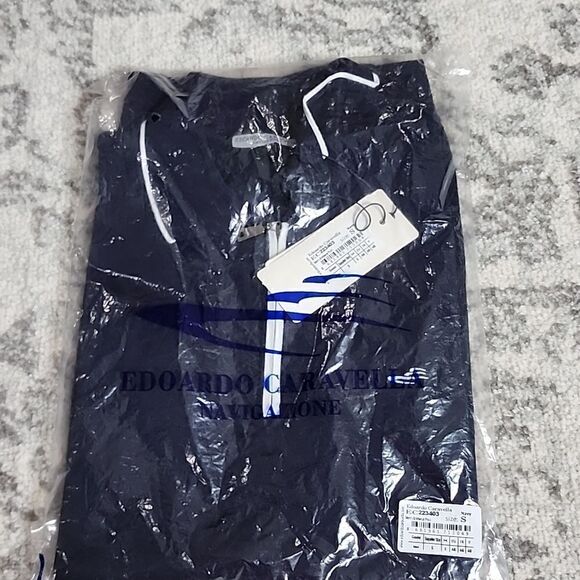 1730 NWT QUARTER ZIP SHORT SLEEVE POLO // NAVY + WHITE - Picture 3 of 6